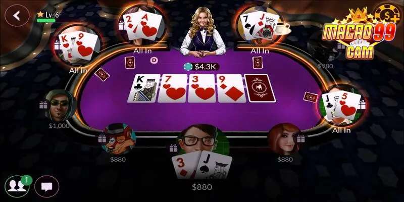 Poker 3 lá macao99 được thiết kế bàn chơi chuyên nghiệp