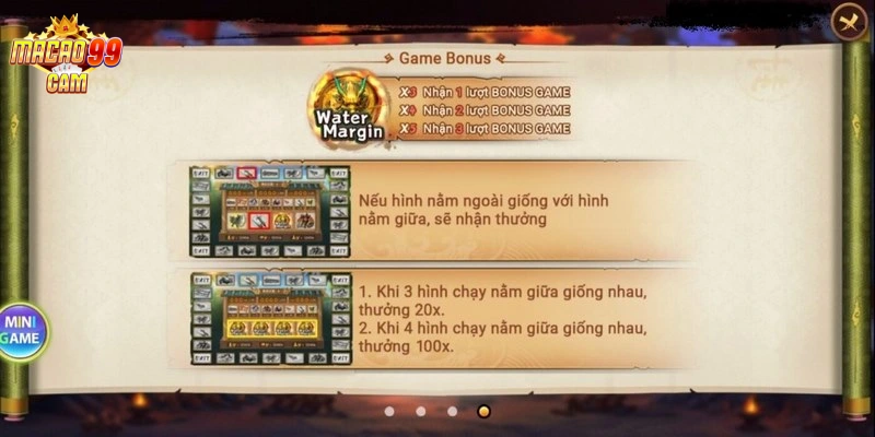 Thưởng bonus siêu giá trị trong game thủy hử